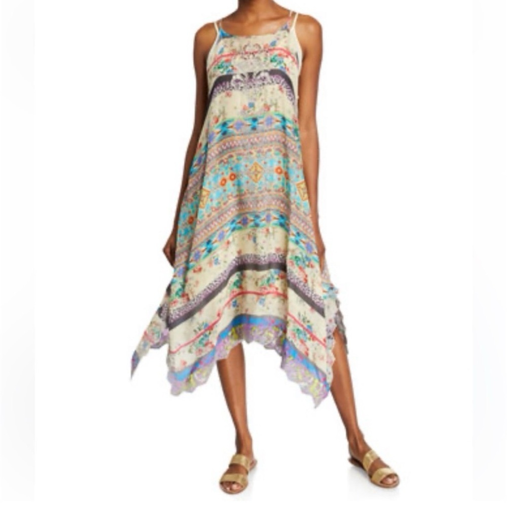 Johnny Was Melody Slip Dress Med Embroidered Asymmetrical Boho Vacation Resort